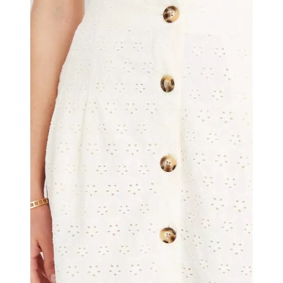 Madewell Eyelet Patio Button-Front Midi Skirt - Picture 2 of 8